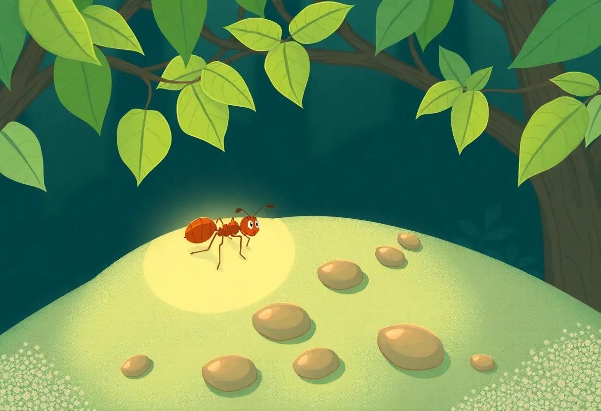 Silent Steps Over Dew-Kissed Leaves ⁢and Pebbles