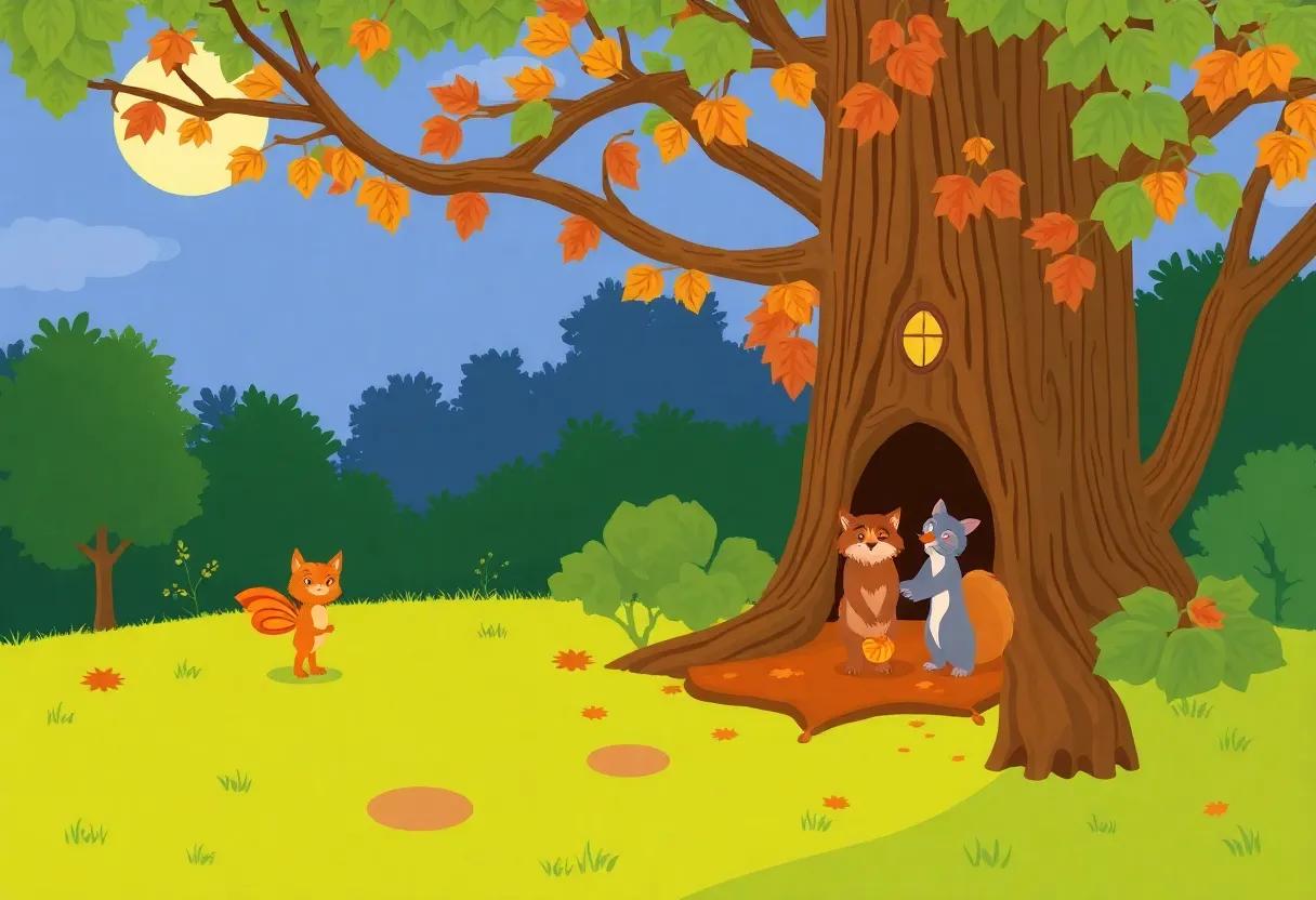 The Secret Gathering of Woodland Creatures at Dusk