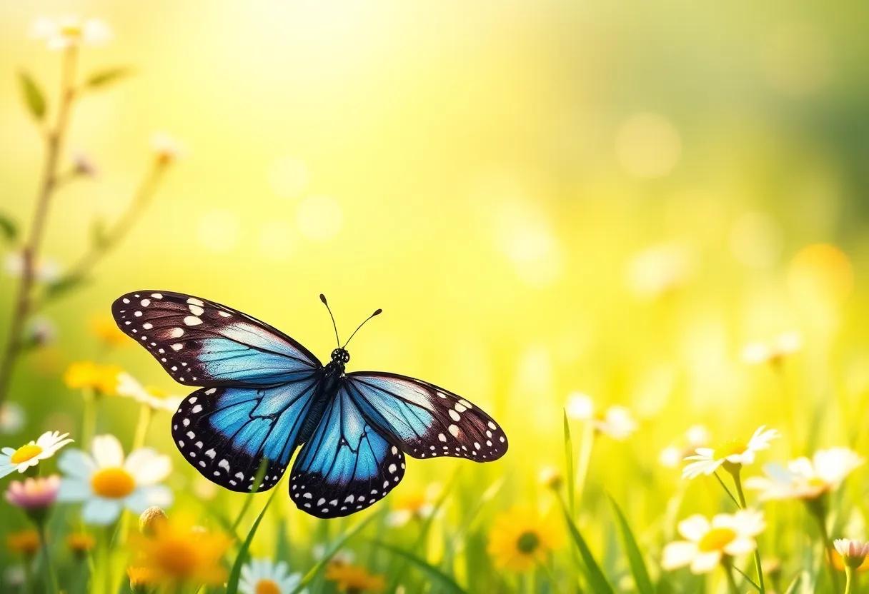 The First Gentle Flap of Wings in a Sunlit Meadow
