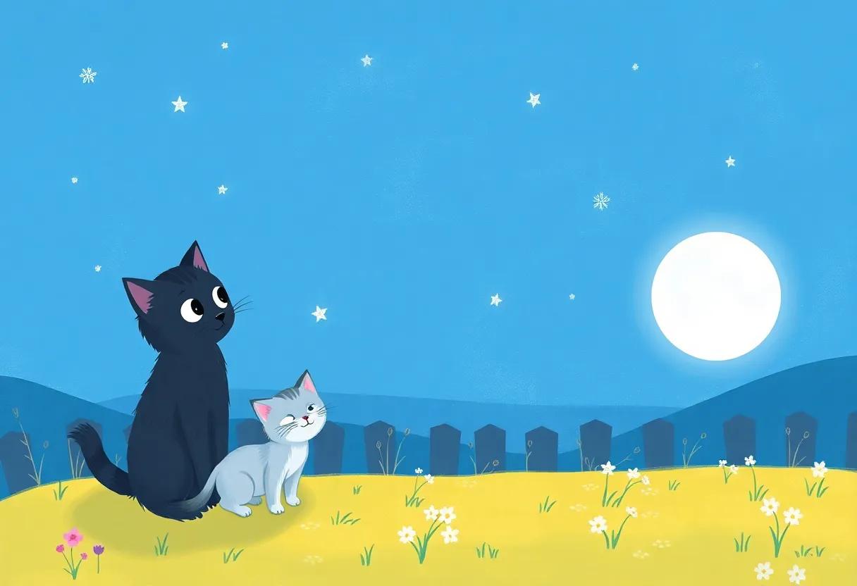 The Curious⁢ Kitten ‍Awakes Under a Silvery Moon