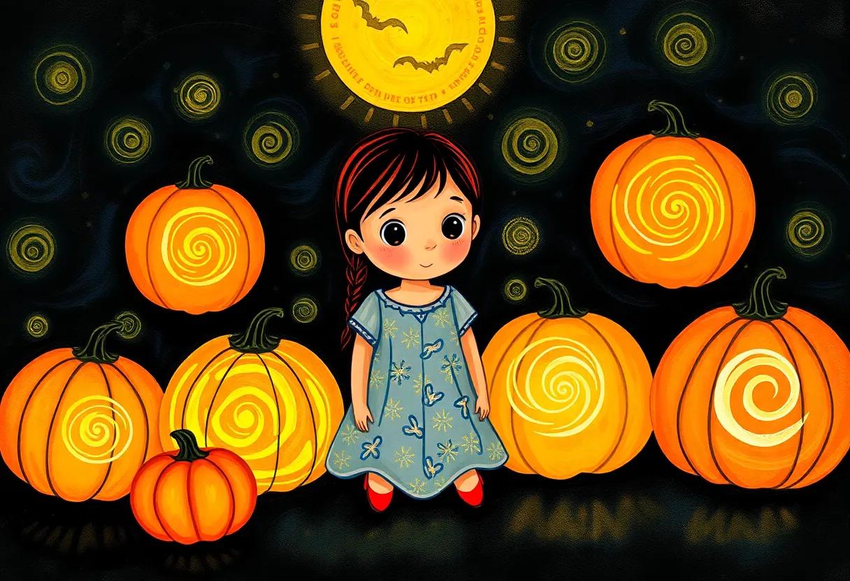 Pumpkins that shimmered with swirling patterns