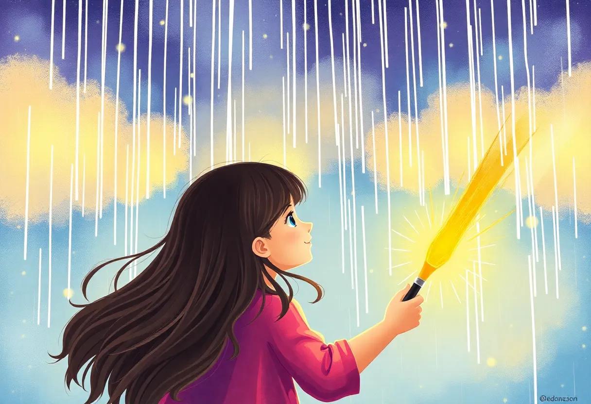 The Girl's Magical Paintbrush and Its Glowing Powers