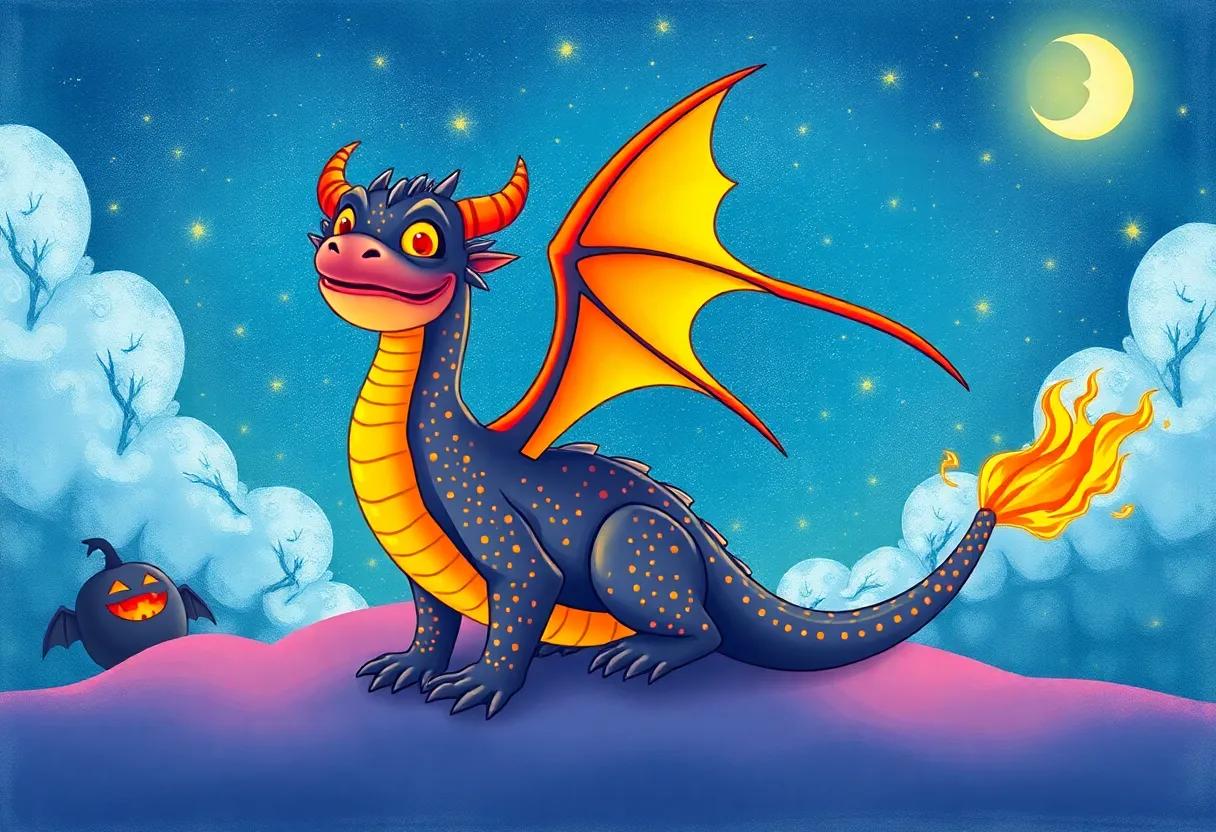 The Dragon's Glow: Painting the Night with Colorful Flames