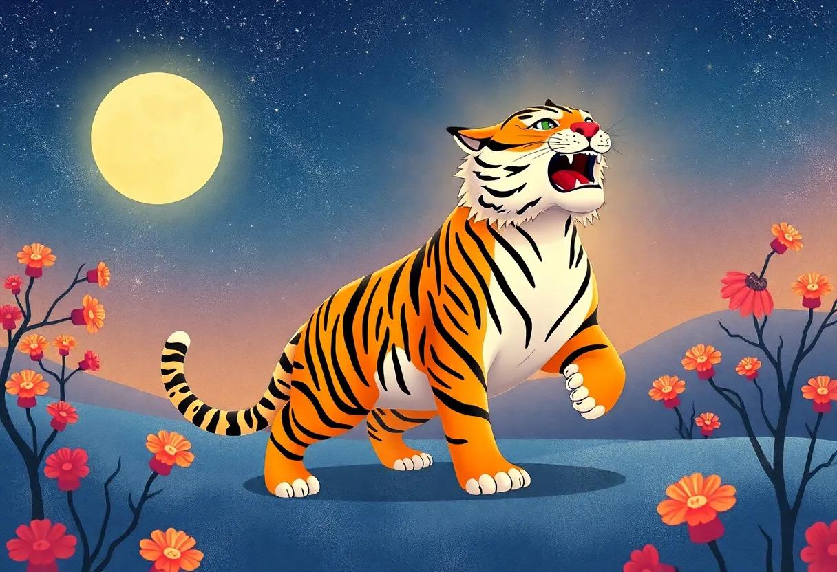 The arrival of the Lunar New Year Tiger‍ under a ‍Starry Sky
