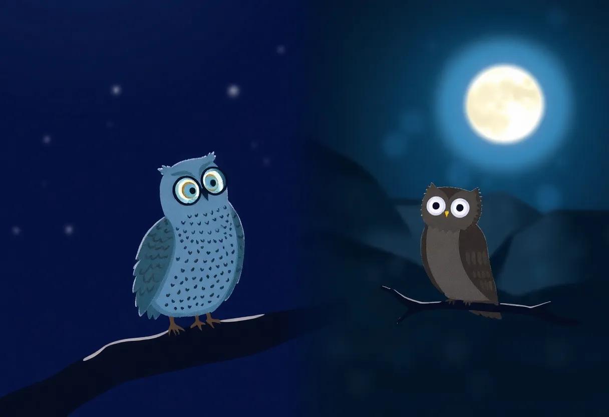 The Owl Awakens to a Blurry Moonlit Night