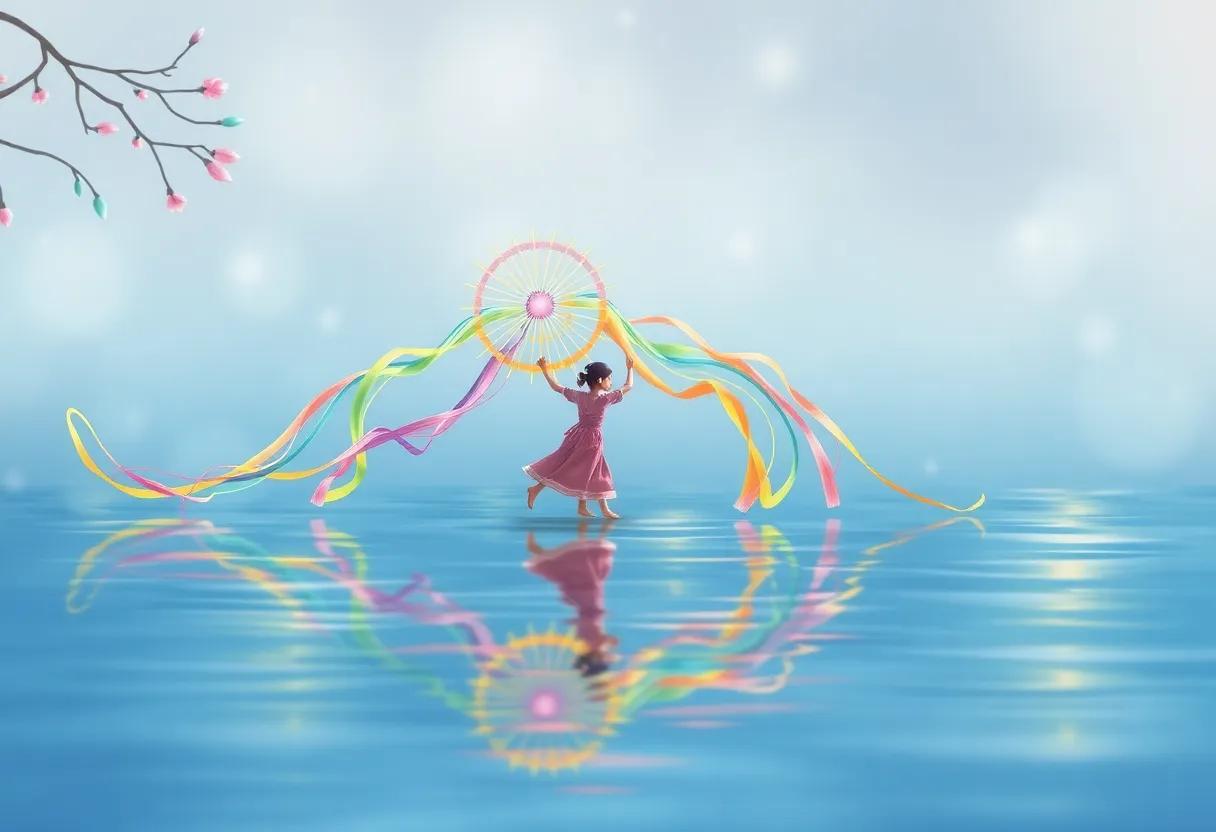 The ‍Streamer's Rainbow Colors Reflecting​ on the ⁤Water