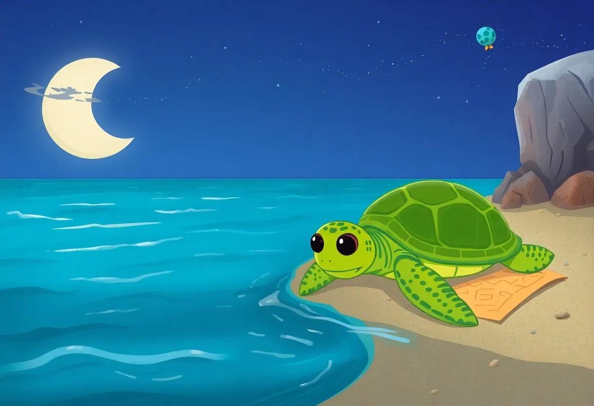 Tilly Turtle Discovers a Mysterious Map by the Shore
