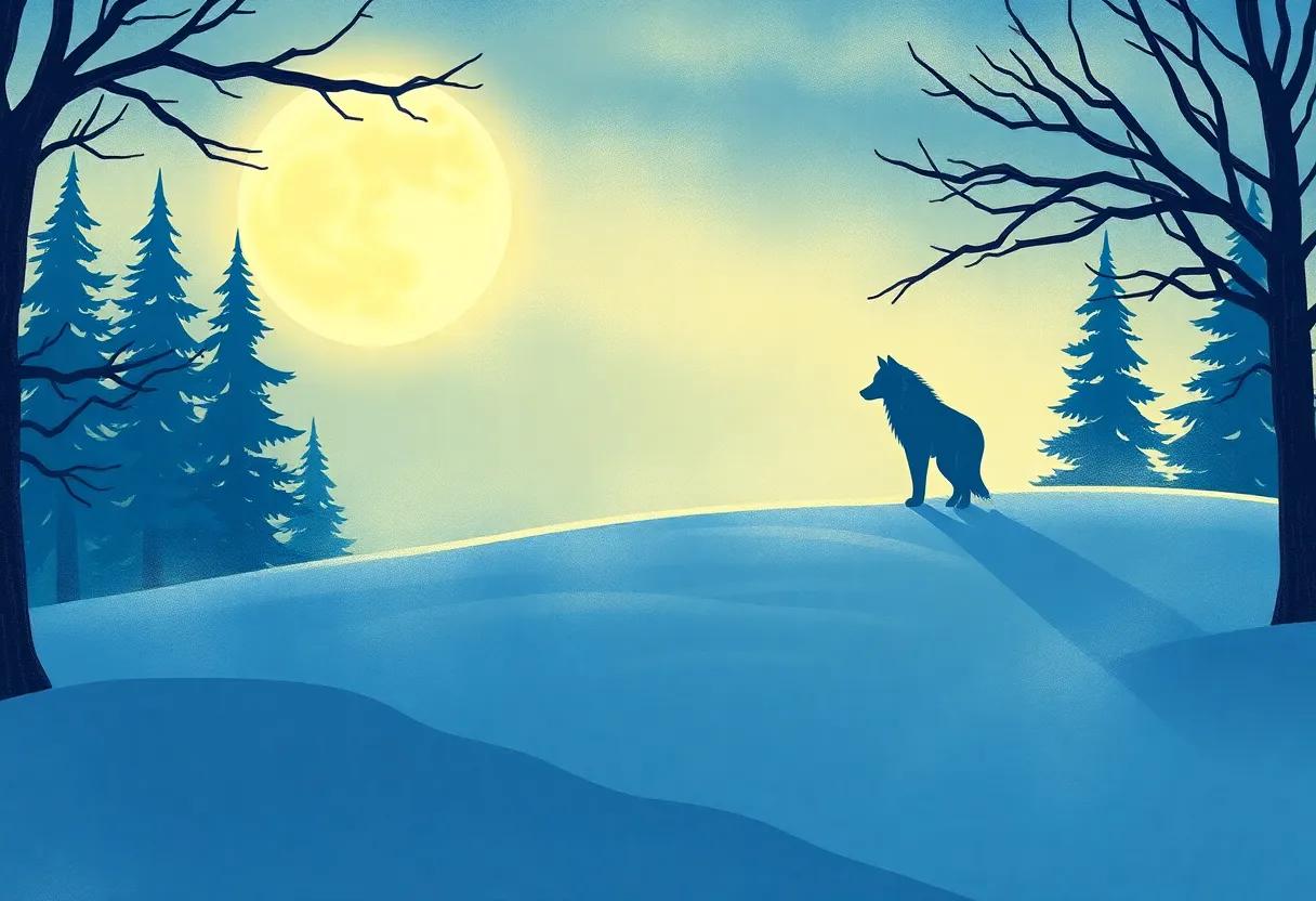 The Wolf's Gentle Breath Creating mist in the Cold Air