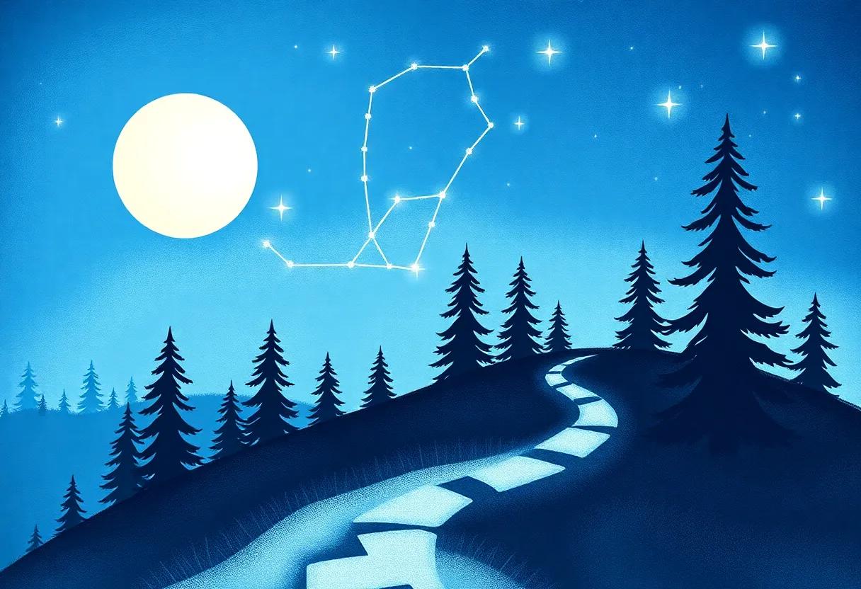 Twinkling Star constellations Guiding the Moonlit Journey
