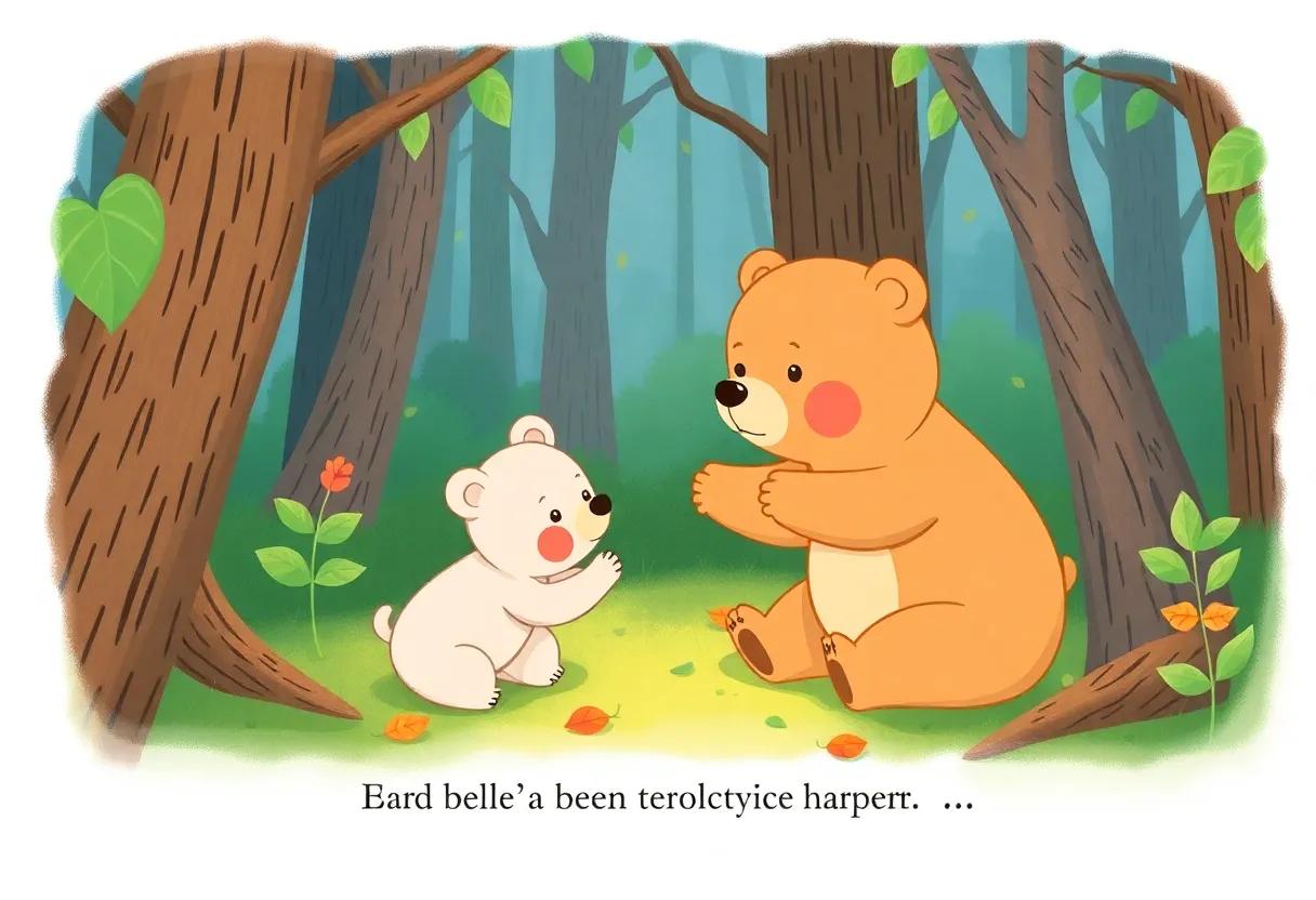 Bella Bear's Morning Stretch ⁣Among ‌Dew-Kissed Leaves