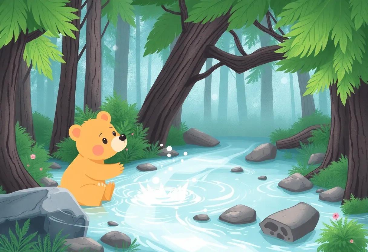Splashing in the ‌Crystal-Clear Forest Stream