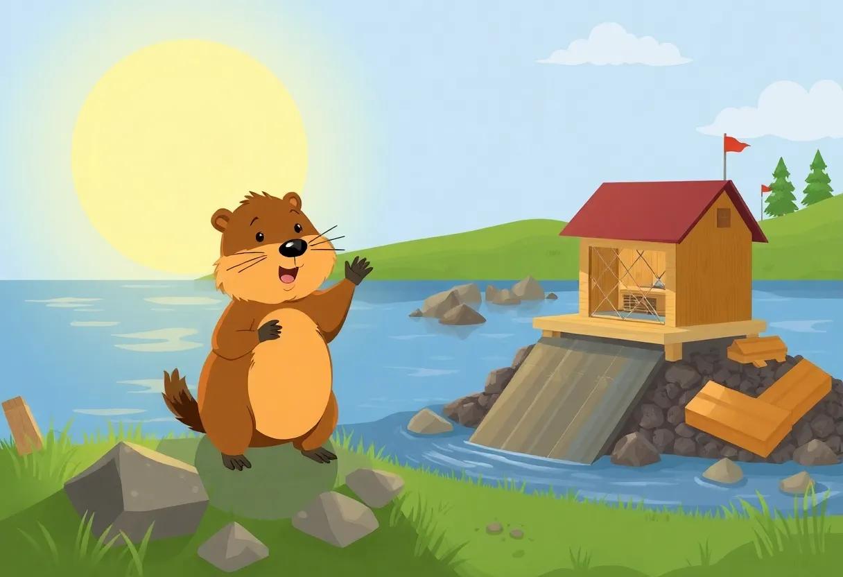 Benny Beaver's Busy Construction⁣ Site​ by the Riverbank