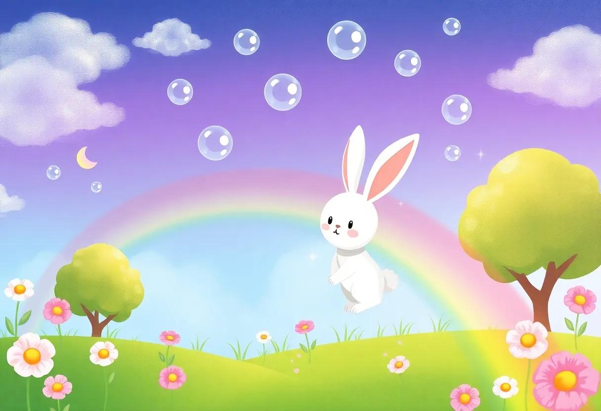 Chasing rainbow Bubbles Beneath the Cotton Candy Skies