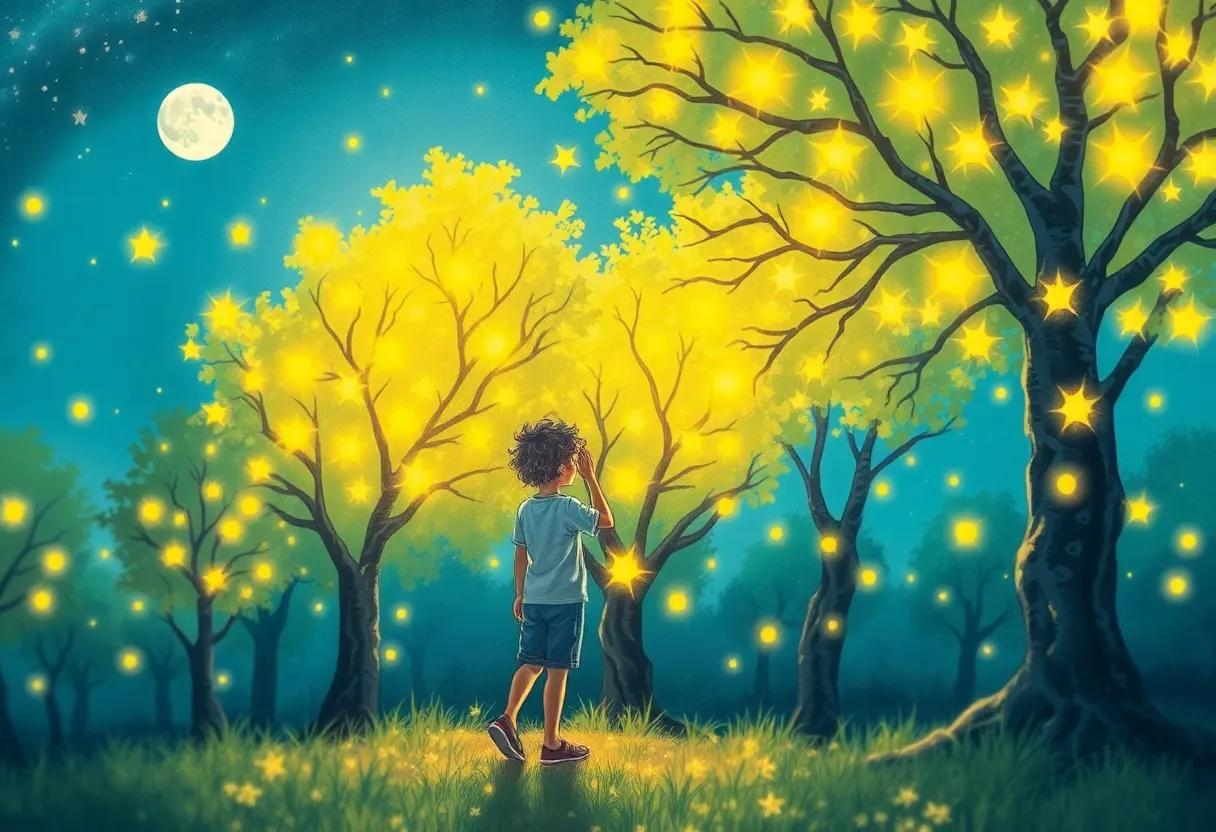 Glowing Trees Illuminated by Gentle moonlight