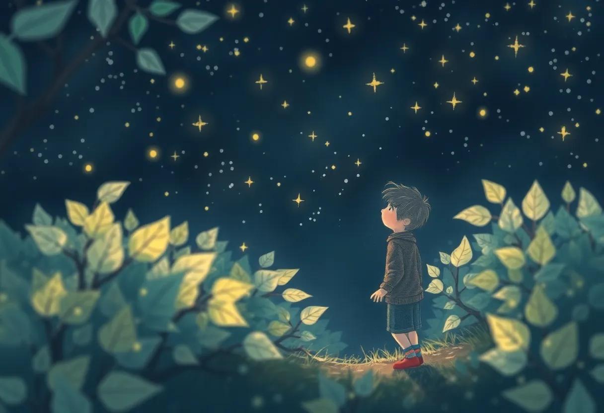 Whispering Stars Dancing Above the Silvery Leaves