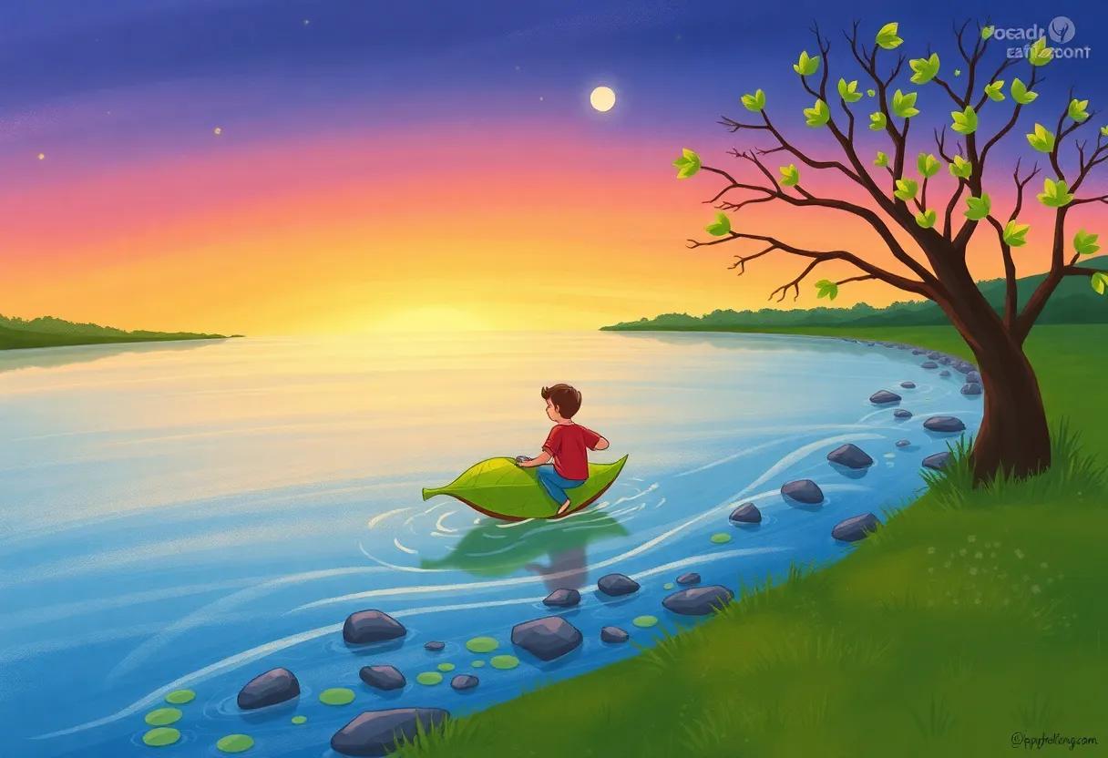 The Leaf's Journey Through the Twilight Glow