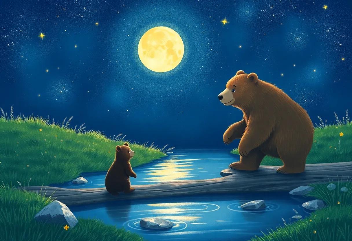 Crossing the Gentle Stream Reflecting Moonbeams