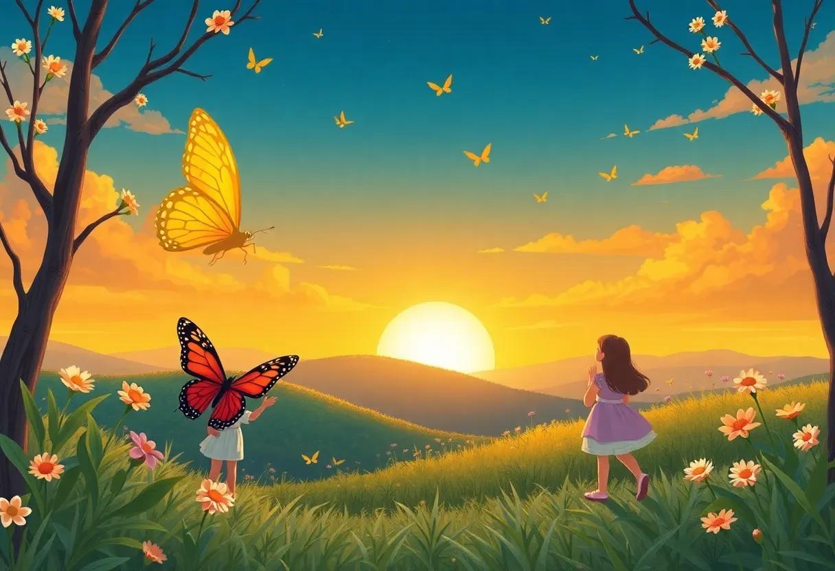 The Joyful Reunion Beneath the Golden Sunrise