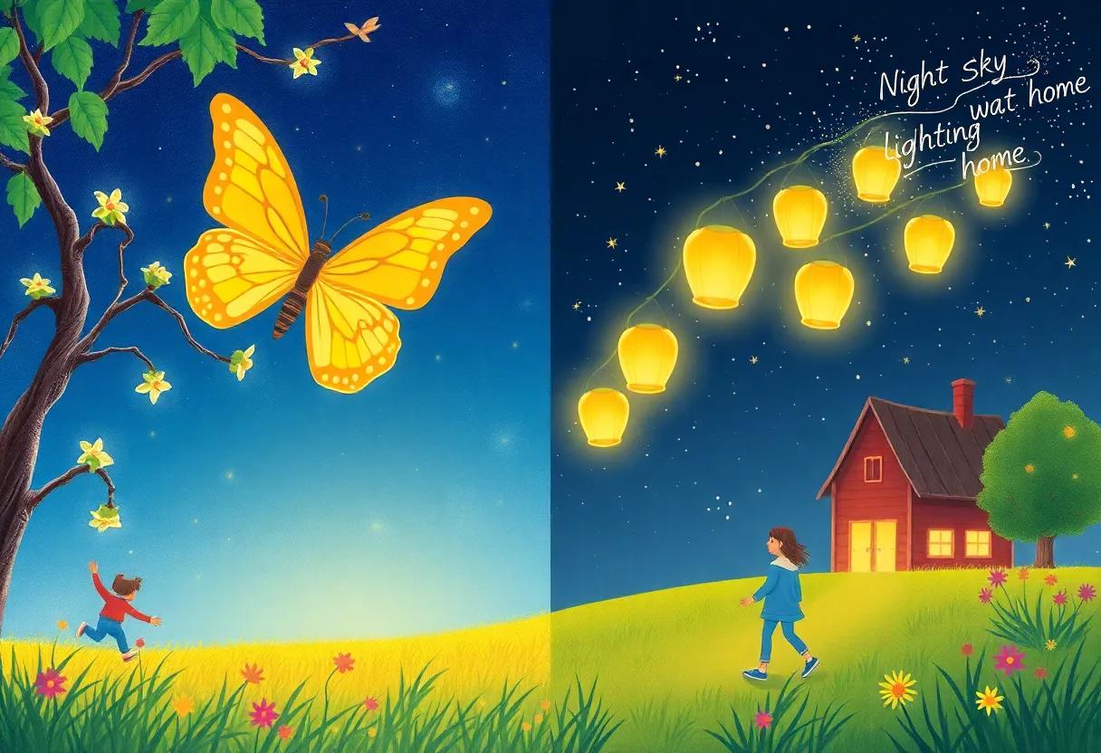 The Night Sky Lanterns Lighting the Way Home