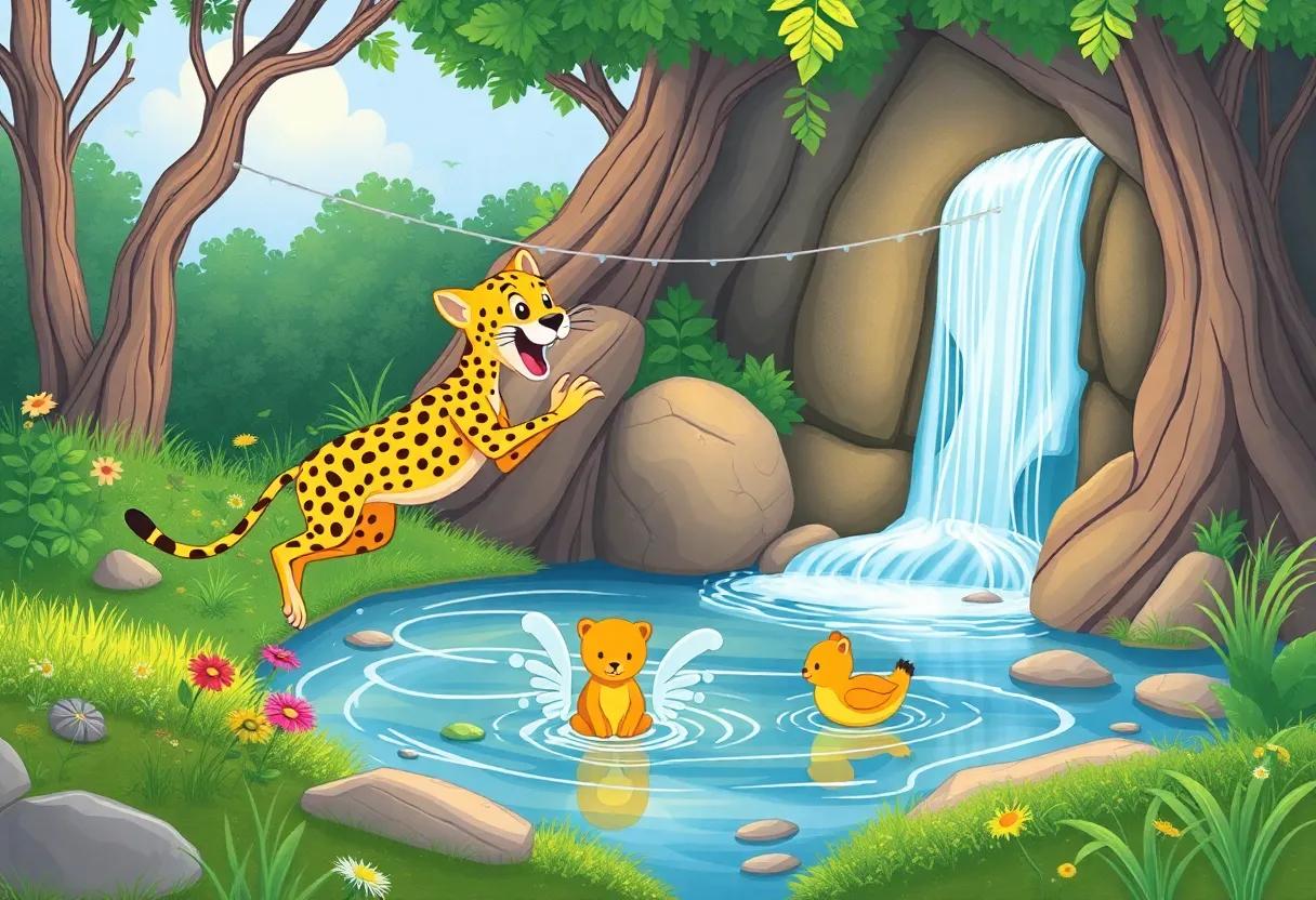 making Friends at the Enchanted Waterfall