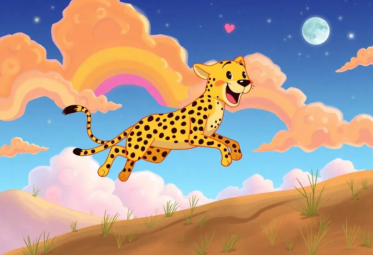 Racing Through Rainbow-Colored Clouds in the Sky