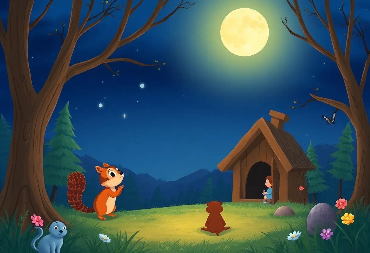 A Gathering of Forest Friends Under Twilight Skies