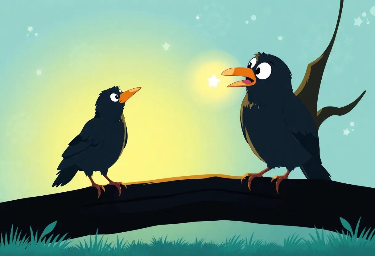 The Curious Crow Spotting a Gleaming Object