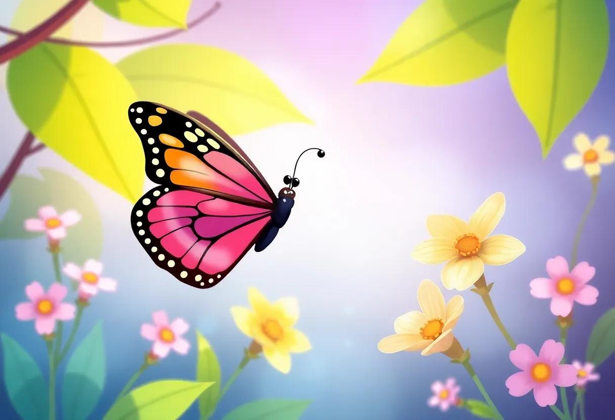 bella Butterfly's ⁤First Flight Over Dew-Kissed Morning Blossoms