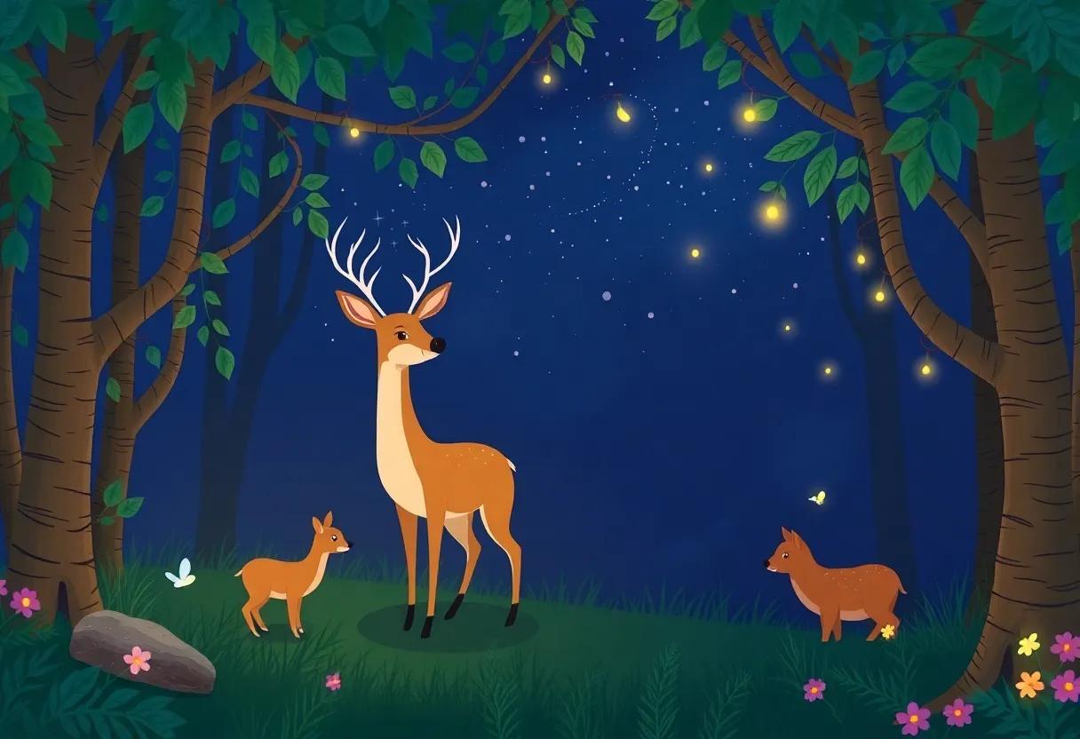 Twinkling Fireflies and Forest Friends Gather