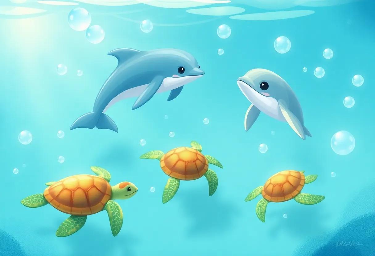 The Playful Dance of Sea Turtles‌ in Crystal‌ Waters