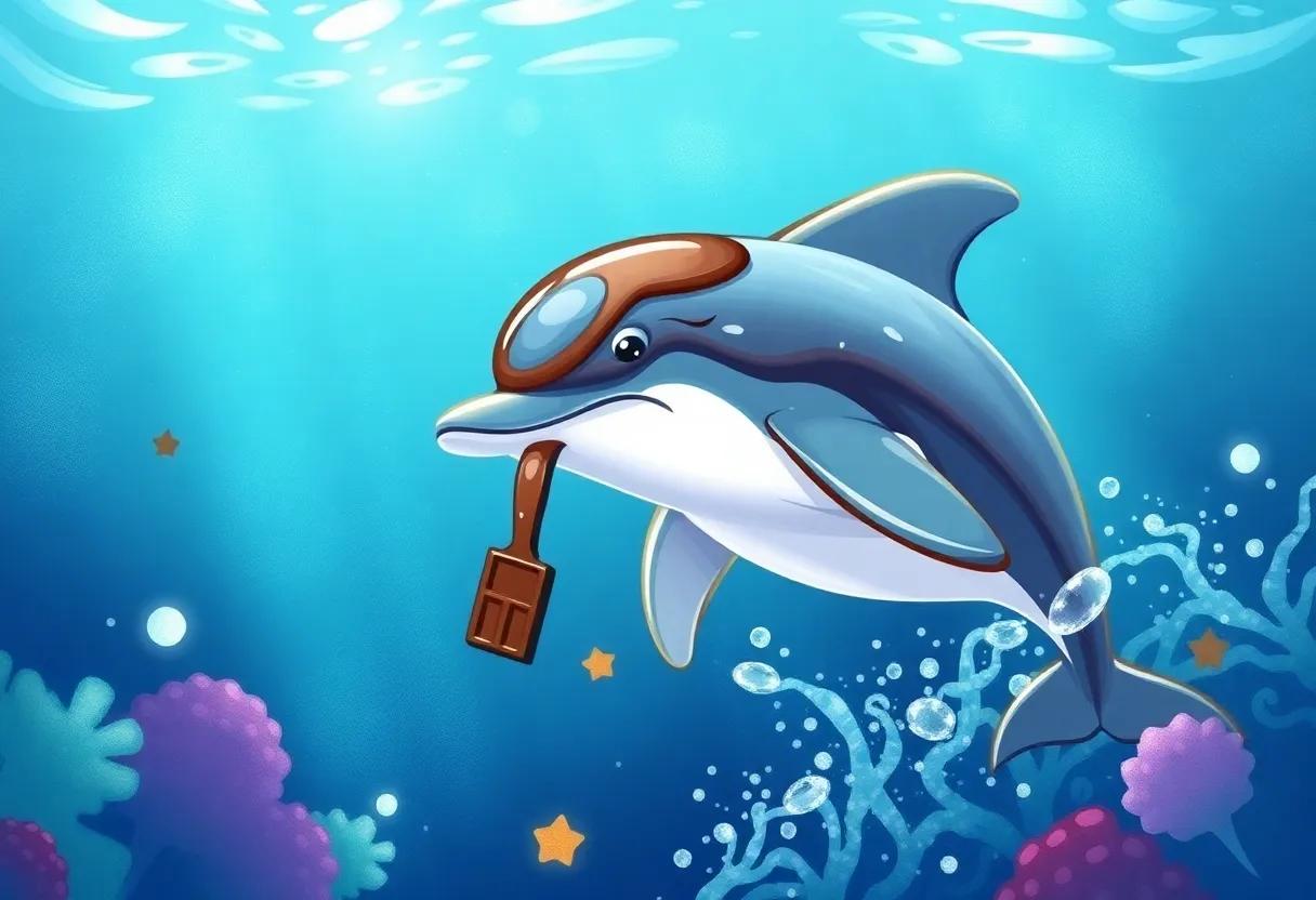 The curious Dolphin Exploring the Shimmering Ocean Depths
