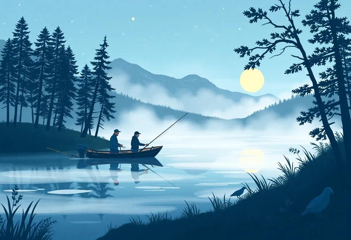 The morning Mist Over the Quiet Lake