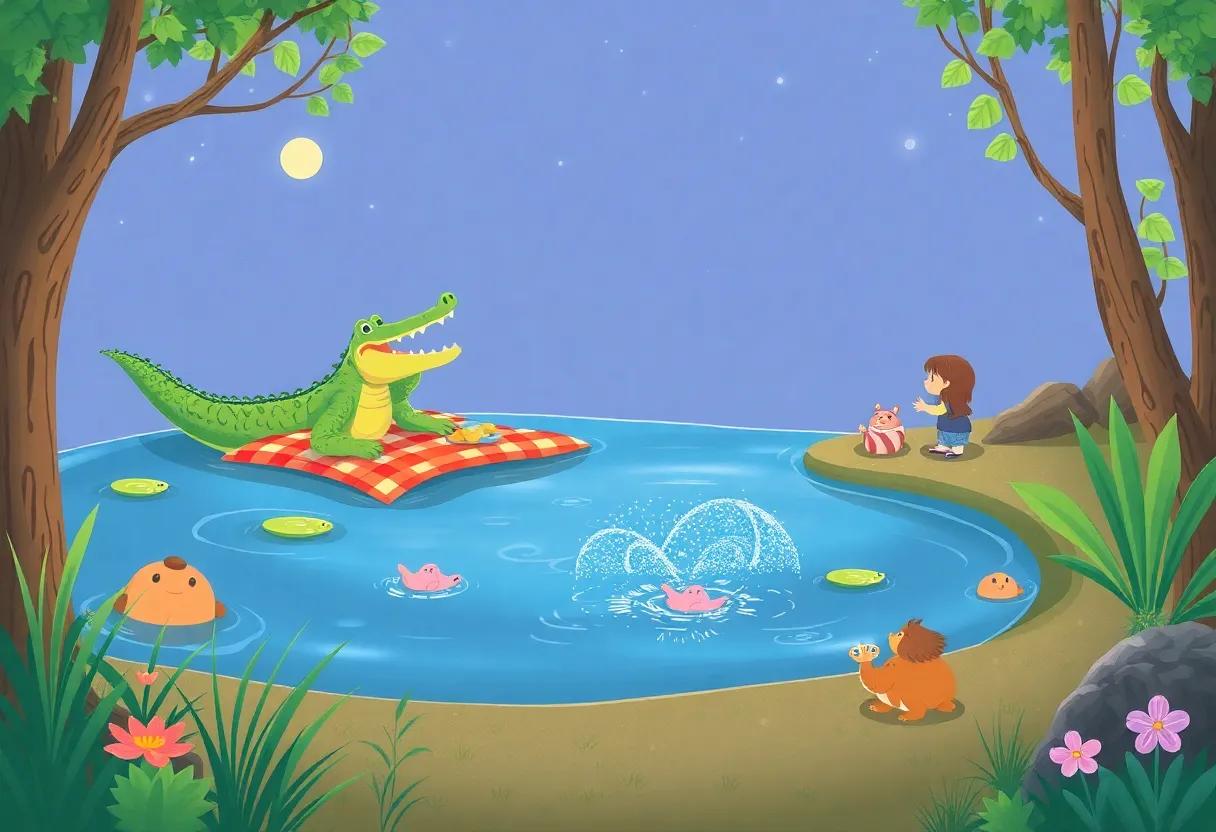 Games and Laughter Around​ the Glittering ‌Water Pond