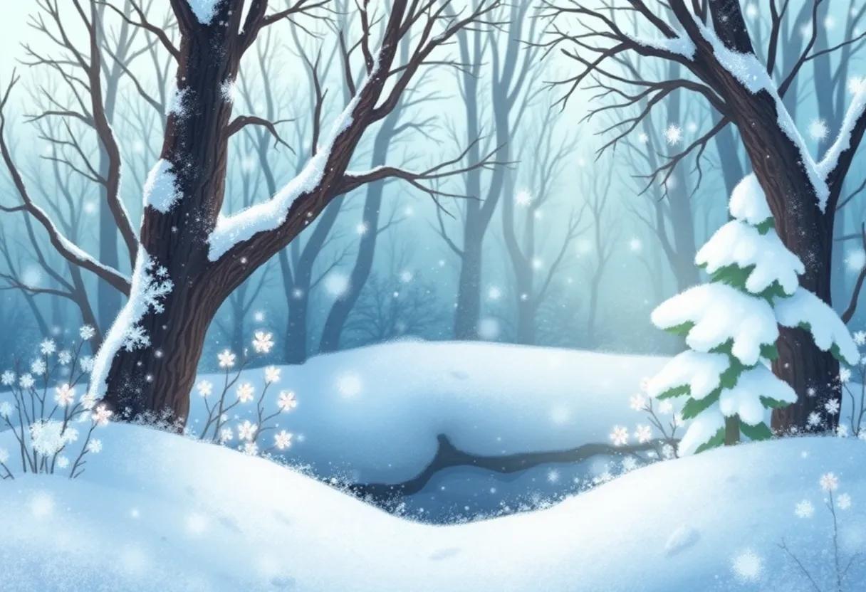 A ‍Hidden‌ Garden Blanketed in Glimmering Snow