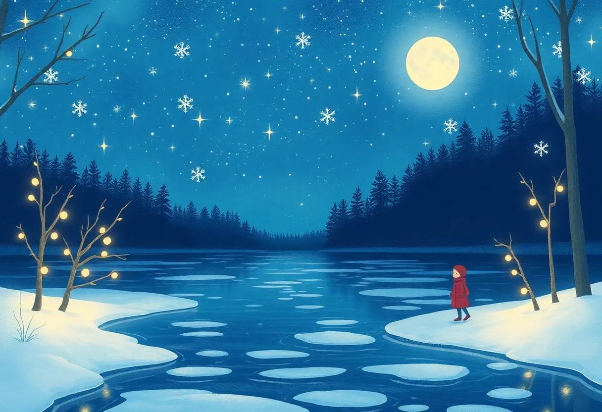 Whispering Lights‍ Dancing on the Ice-Covered Lake