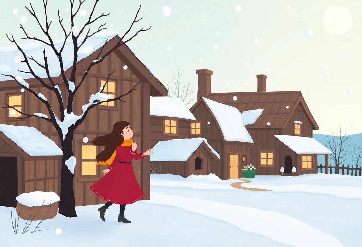 The Quiet Village Blanketed in Snow