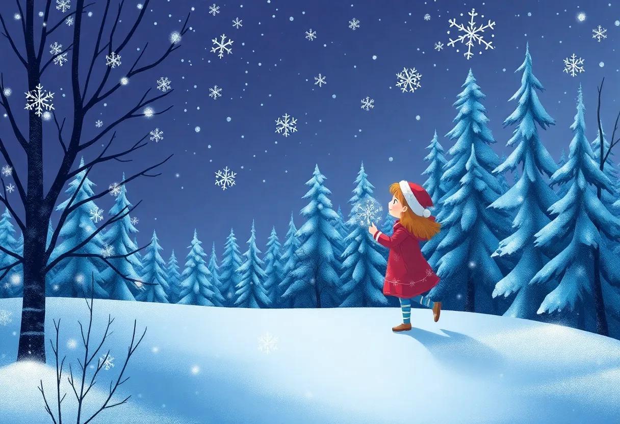 A Midnight Journey Through a ‌Sparkling Snowy ​Forest