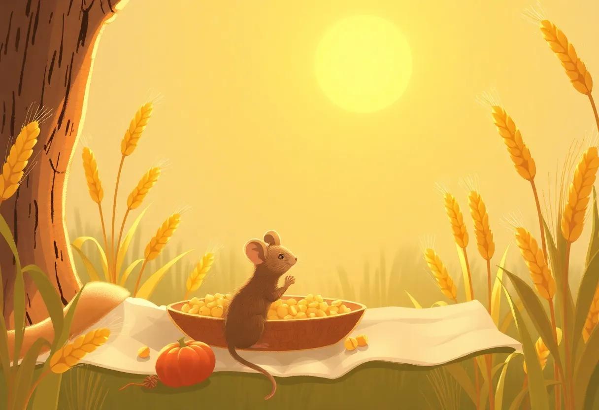 The Tiny Mouse's Journey Through the Glittering Wheat Stalks
