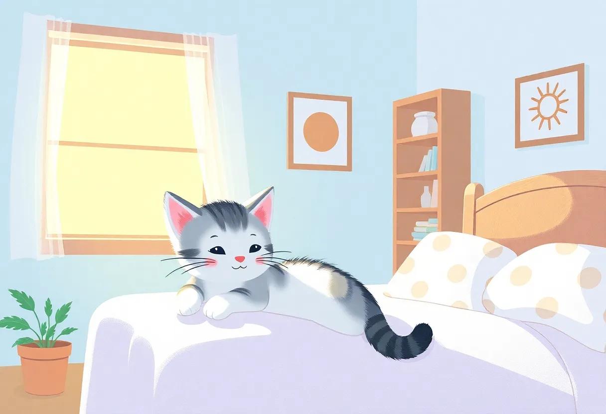 The Gentle Arrival of a Little Kitten in a ​Sunny Room