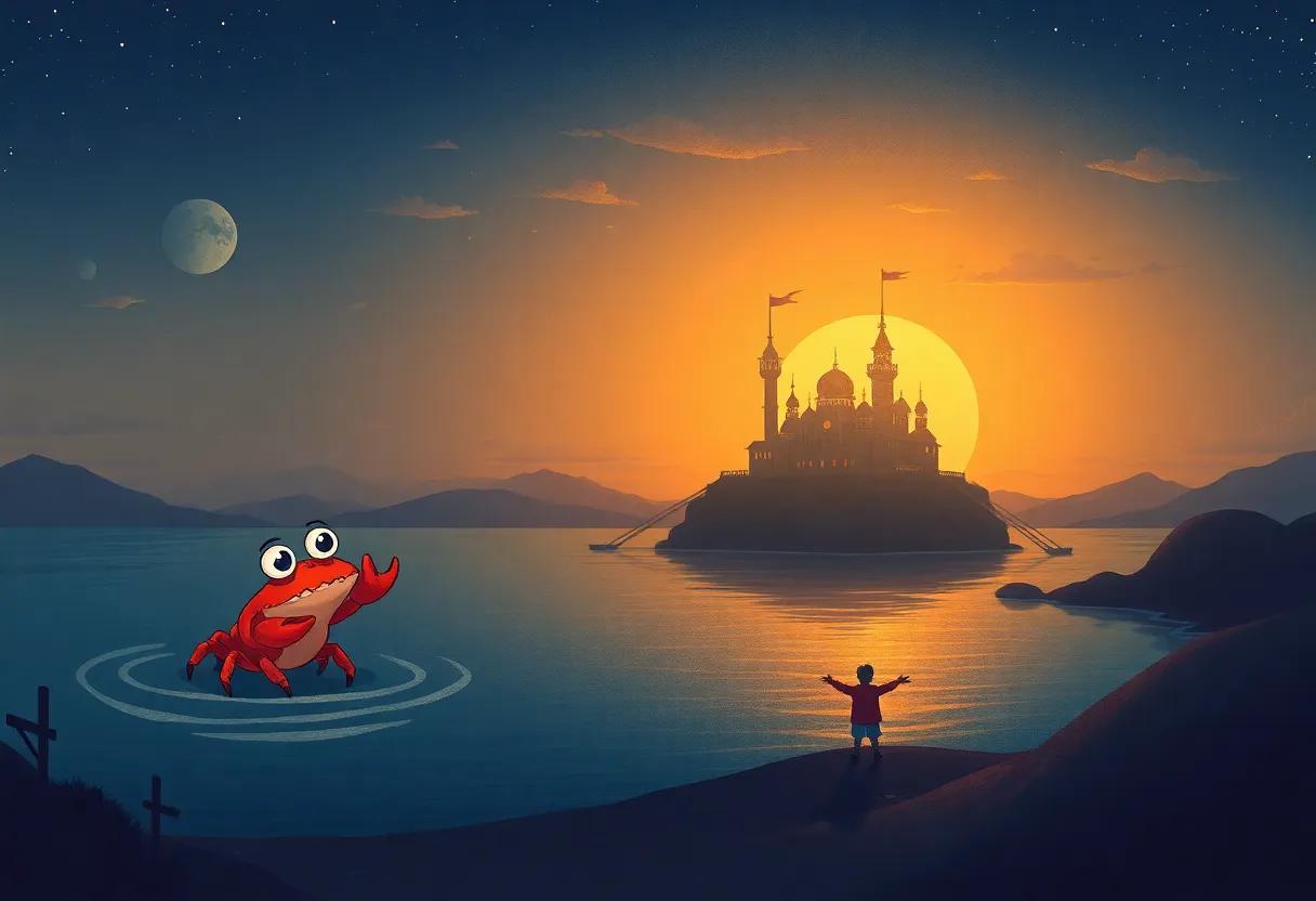 Celebrating the Completion of the Floating Fortress at Sunset