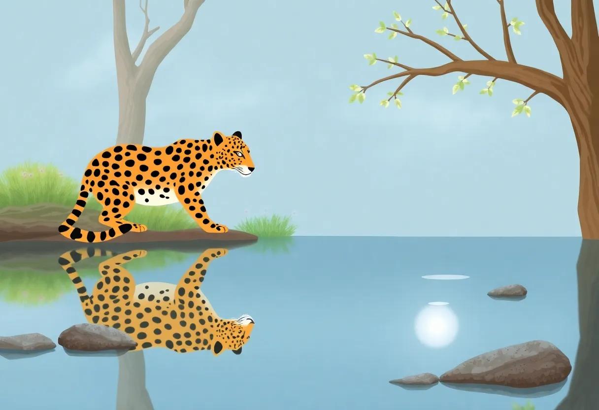 The Leopard's ​Reflection Shimmers in⁢ a Calm Lake