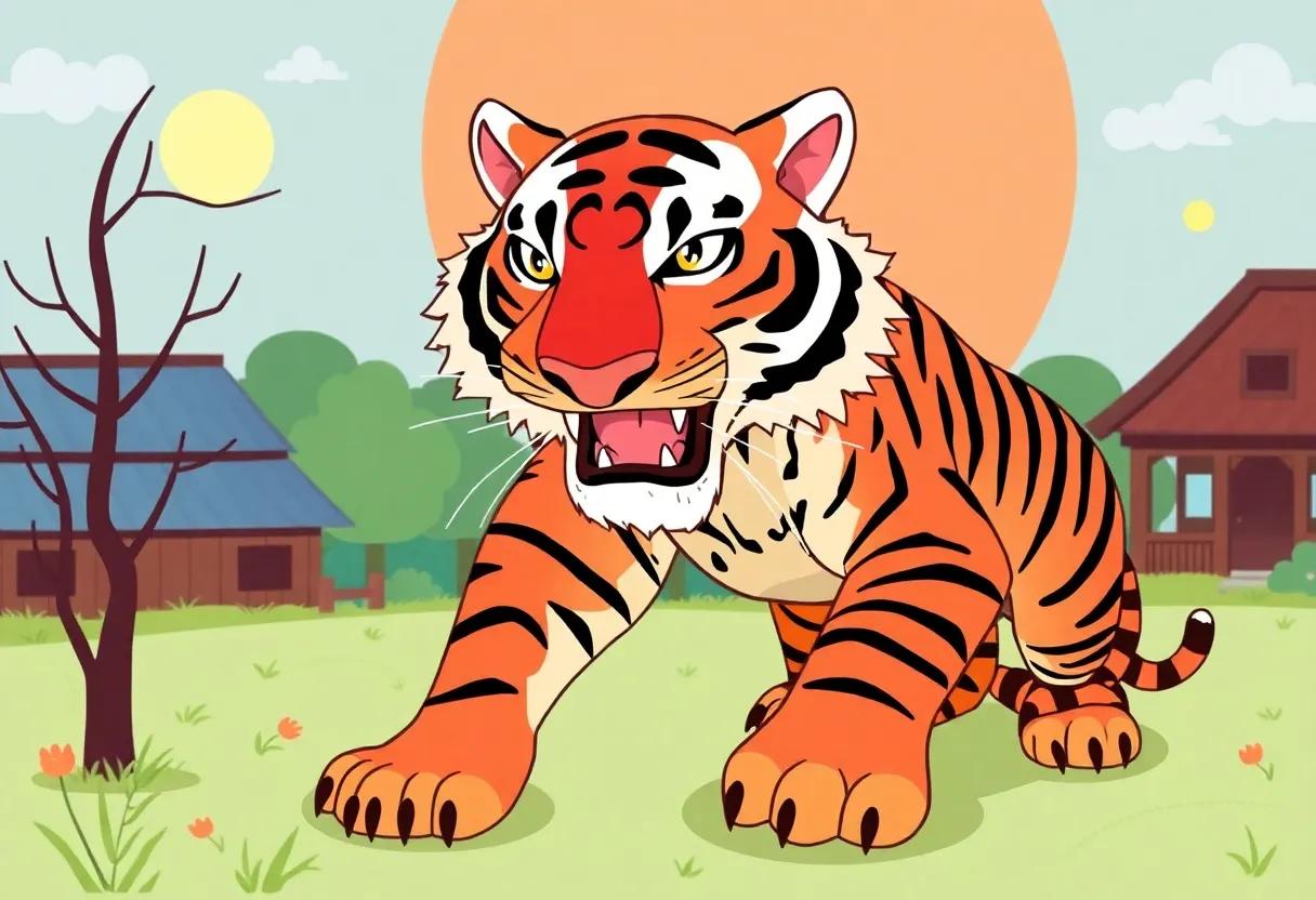The Tiger's First Roar Echoing Through the Quiet Village