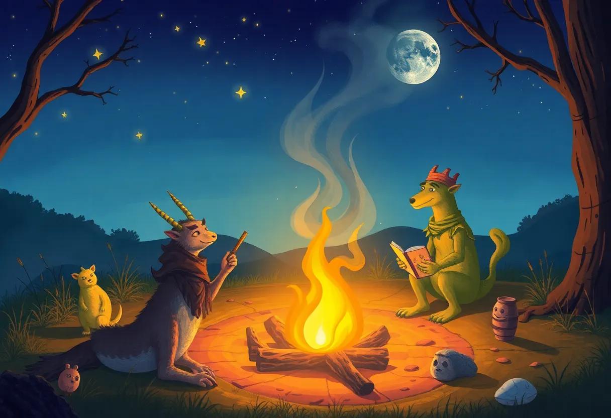 mystical Creatures Sharing Ancient Stories