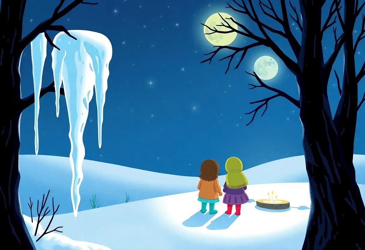 Friends Gathered Around the Moonlit Clearing