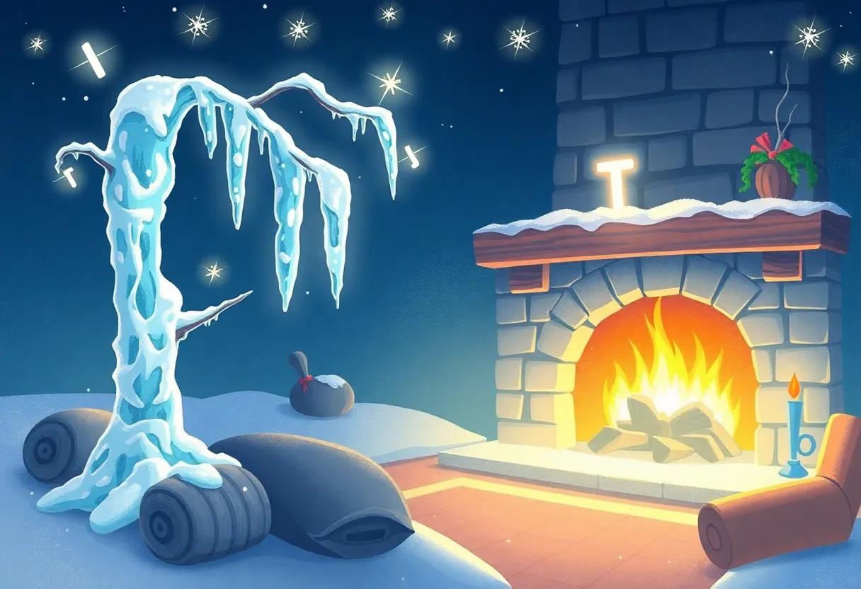A Cozy Fireplace‌ Scene Where Letters Glow with Magic