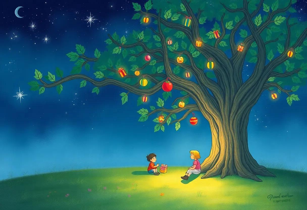 children Gathering Under the enchanted Canopy