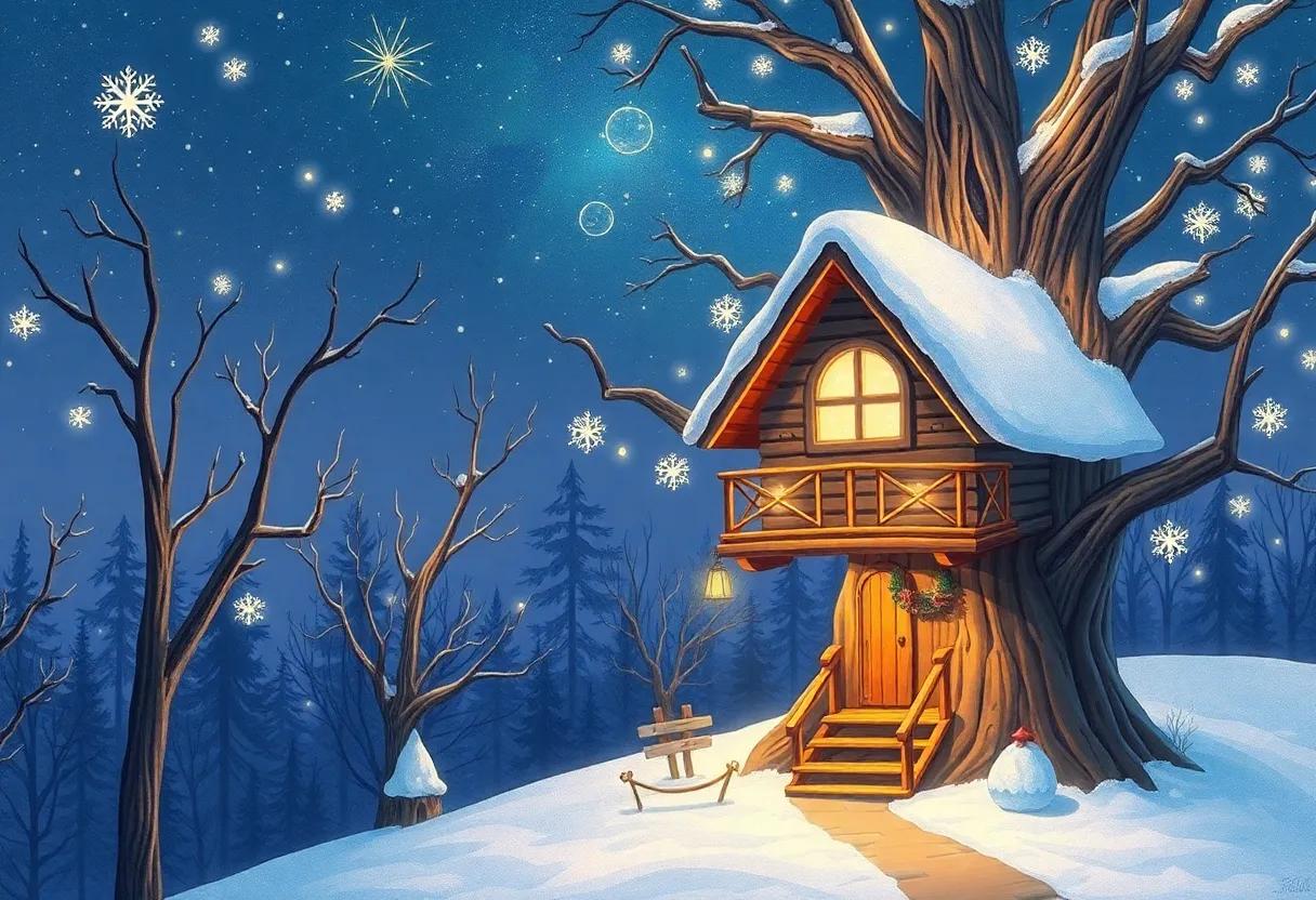 Winter's Sparkling Frost and the glow of Starlit‌ Snow