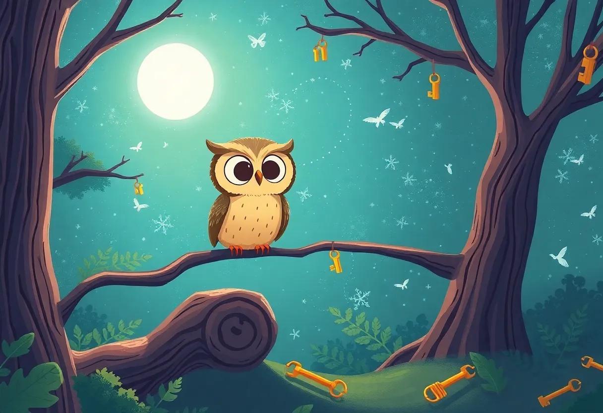 The Curious Owl and His Shimmering Collection
