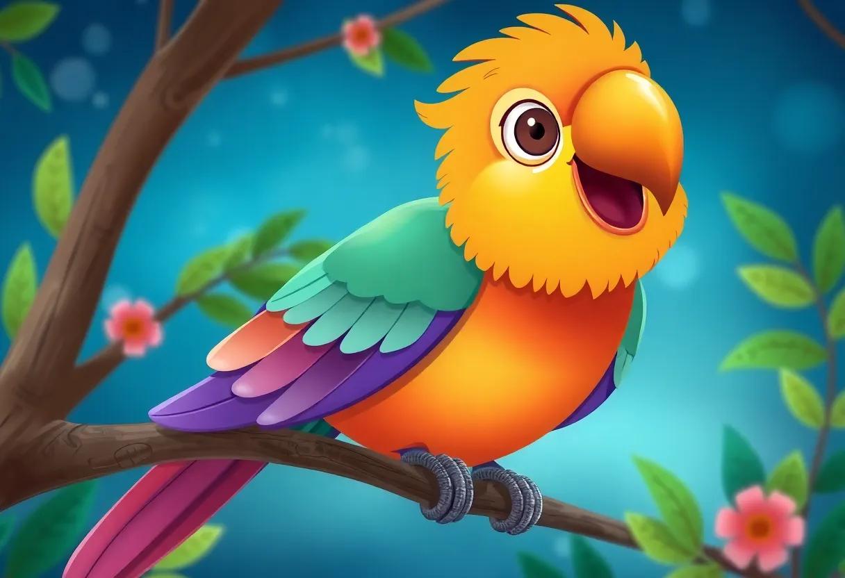 The Parrot's Colorful feathers and Bright Eyes