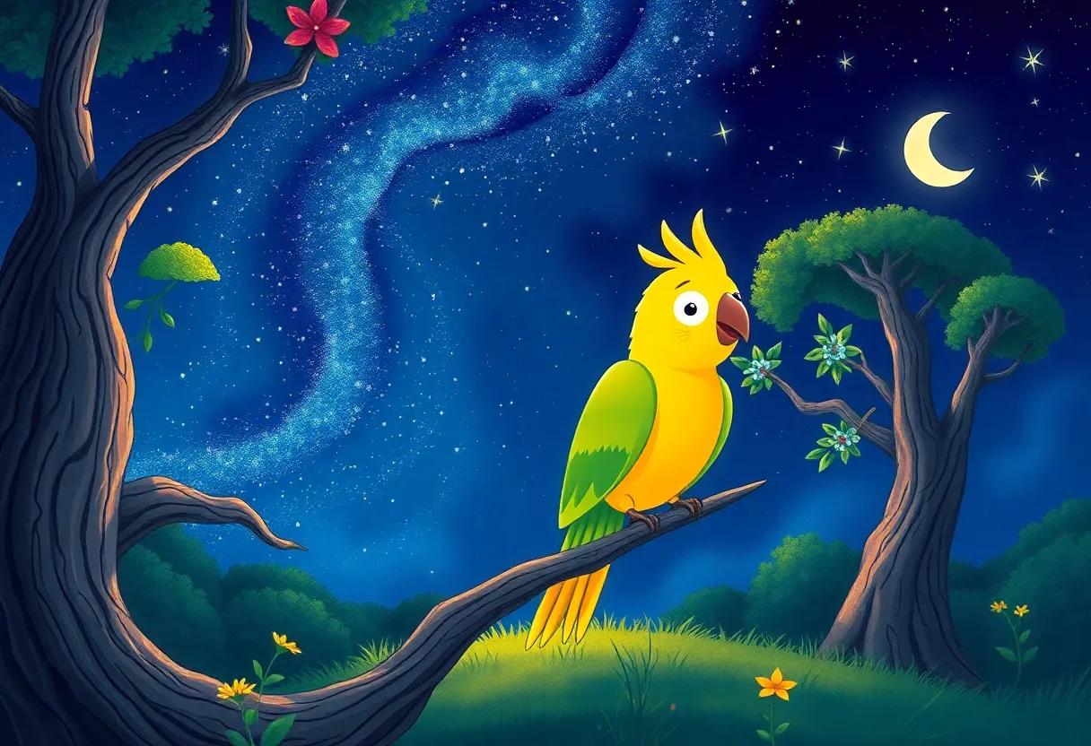 A Forest Gathering Under the starry Night Sky